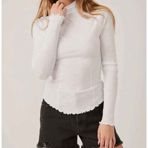 Free People Make It Easy Ballet top Mock Neck Long Sleeve lightweight Thermal - Picture 4 of 4